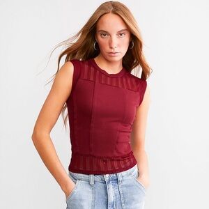 Gilded Intent Deep Red Sheer Blouse